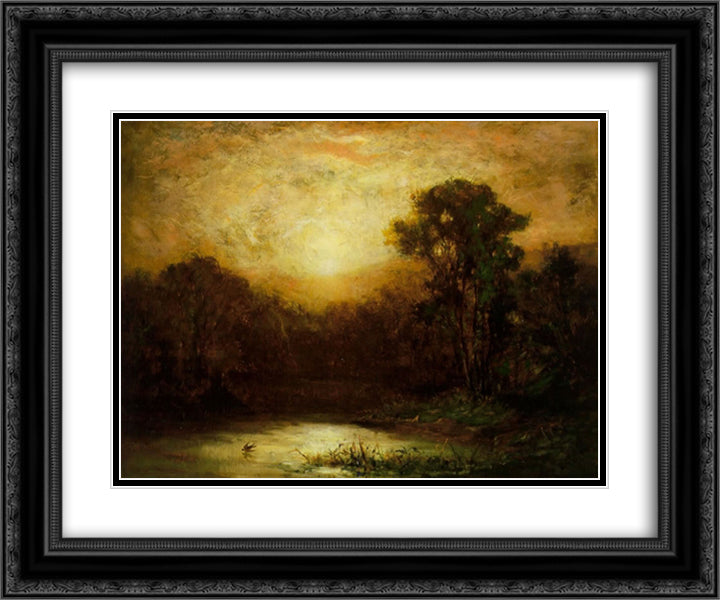 Sunset 24x20 Black Ornate Wood Framed Art Print Poster with Double Matting by Bannister, Edward Mitchell