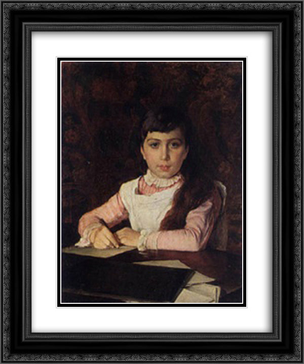 A portrait of a young girl 20x24 Black Ornate Wood Framed Art Print Poster with Double Matting by Taylor, Edward R.