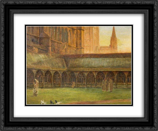 Lincoln Cathedral, the Cloisters 24x20 Black Ornate Wood Framed Art Print Poster with Double Matting by Taylor, Edward R.