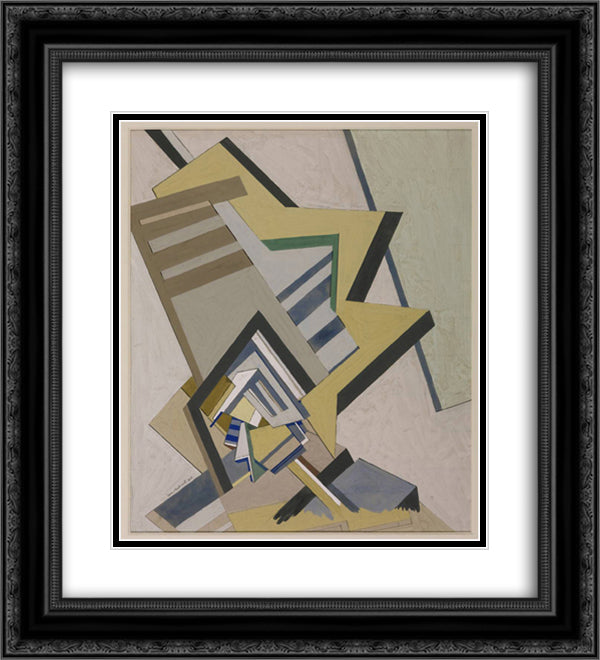 Abstract Composition 20x22 Black Ornate Wood Framed Art Print Poster with Double Matting by Wadsworth, Edward