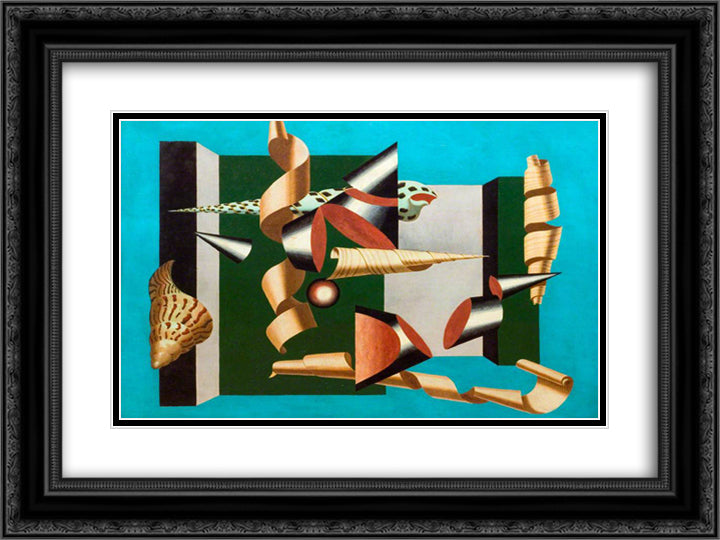 Composition - Cones and Spirals 24x18 Black Ornate Wood Framed Art Print Poster with Double Matting by Wadsworth, Edward