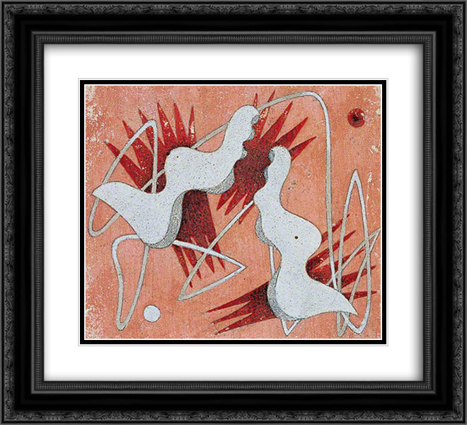 Composition on a Pink Background 22x20 Black Ornate Wood Framed Art Print Poster with Double Matting by Wadsworth, Edward