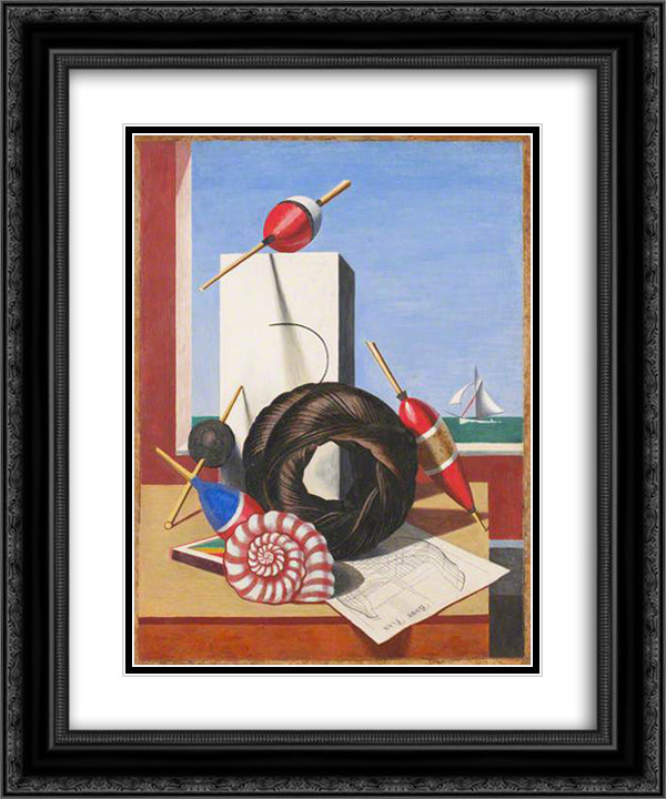 Floats and Afloat 20x24 Black Ornate Wood Framed Art Print Poster with Double Matting by Wadsworth, Edward