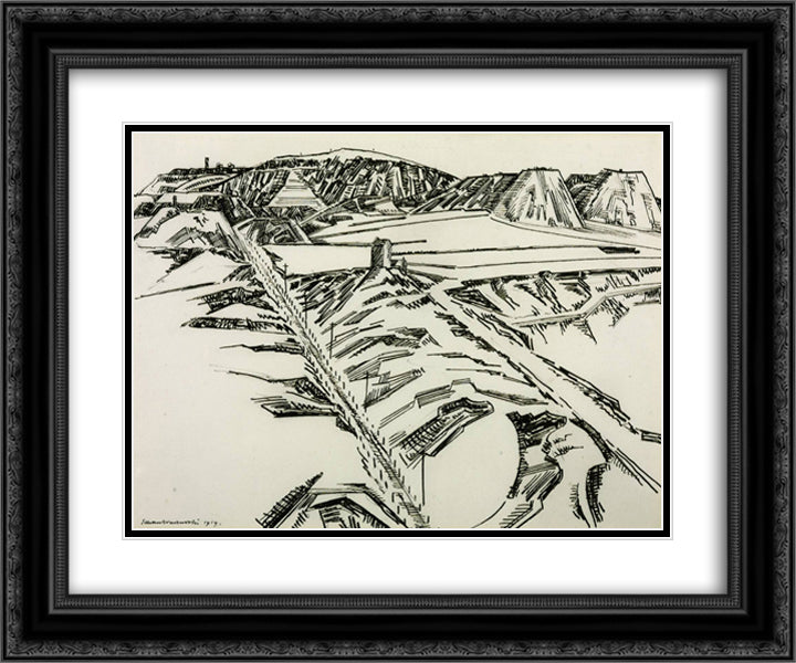Granite Quarries, Darby Hill, Oldbury 24x20 Black Ornate Wood Framed Art Print Poster with Double Matting by Wadsworth, Edward