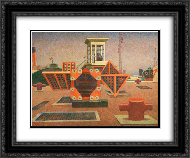 Imaginary Harbour II 24x20 Black Ornate Wood Framed Art Print Poster with Double Matting by Wadsworth, Edward