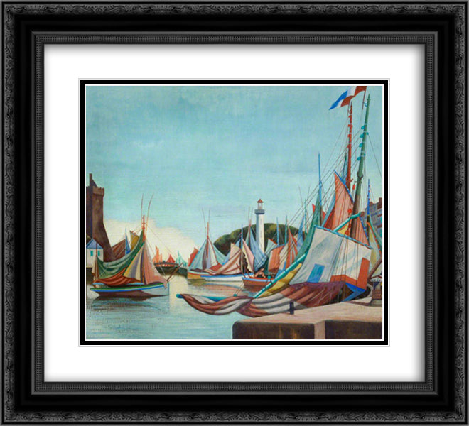 La Rochelle 22x20 Black Ornate Wood Framed Art Print Poster with Double Matting by Wadsworth, Edward