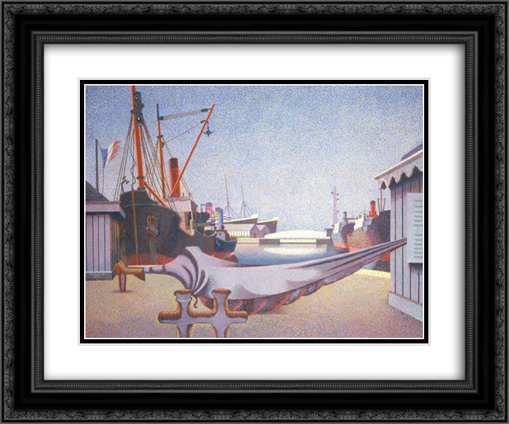 Le Havre, France 24x20 Black Ornate Wood Framed Art Print Poster with Double Matting by Wadsworth, Edward