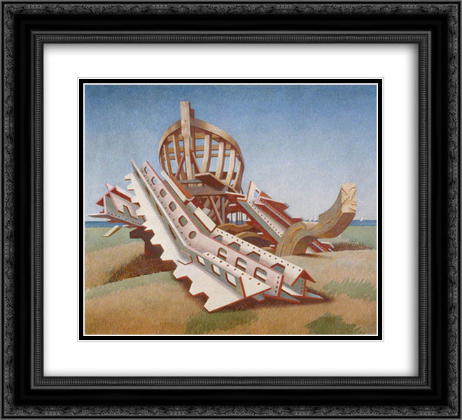 Light Sections 22x20 Black Ornate Wood Framed Art Print Poster with Double Matting by Wadsworth, Edward