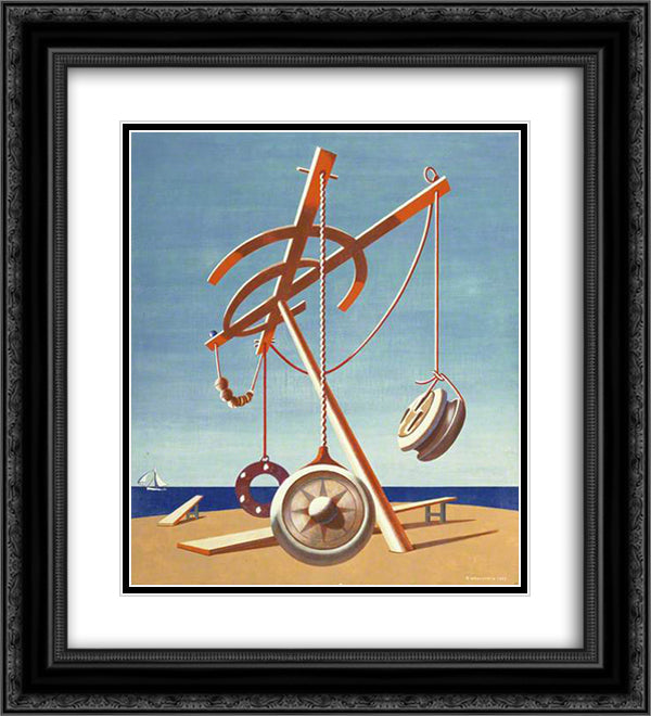 Souvenir of Fiumicino 20x22 Black Ornate Wood Framed Art Print Poster with Double Matting by Wadsworth, Edward