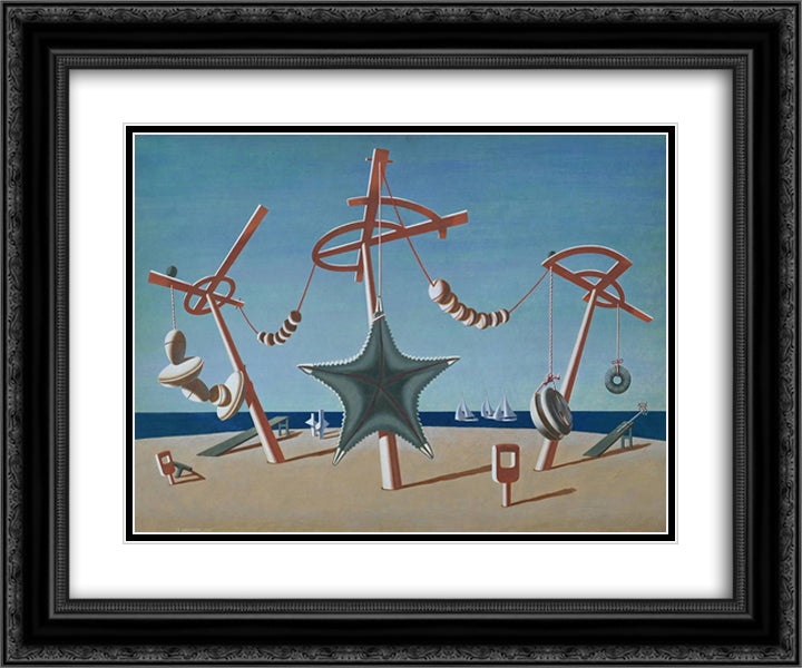The Beached Margin 24x20 Black Ornate Wood Framed Art Print Poster with Double Matting by Wadsworth, Edward
