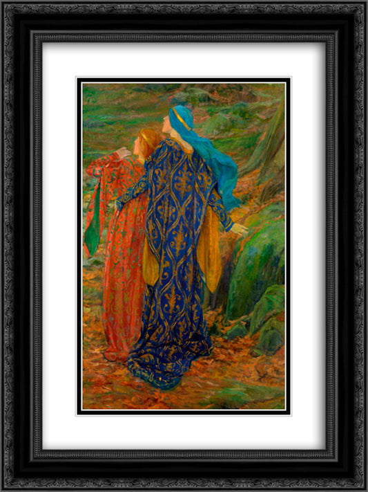 Dans la crainte 18x24 Black Ornate Wood Framed Art Print Poster with Double Matting by Abbey, Edwin Austin