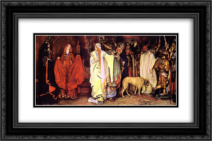 King Lear Cordelia's Farewell 24x16 Black Ornate Wood Framed Art Print Poster with Double Matting by Abbey, Edwin Austin