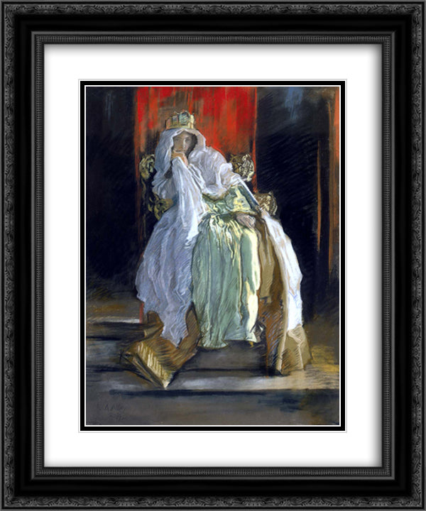 La reine dans Hamlet 20x24 Black Ornate Wood Framed Art Print Poster with Double Matting by Abbey, Edwin Austin