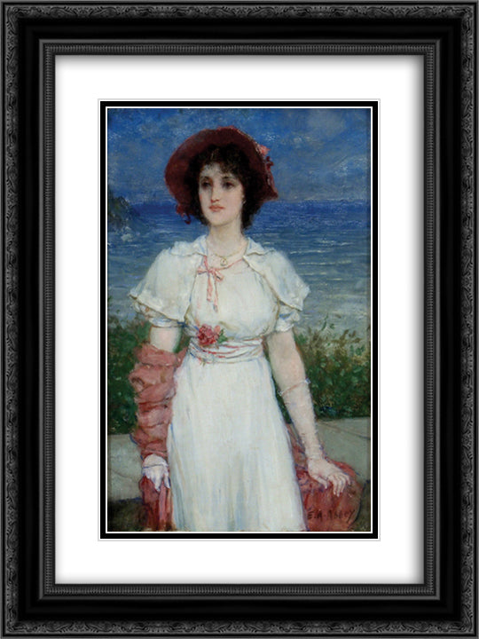 L'ideal victorien 18x24 Black Ornate Wood Framed Art Print Poster with Double Matting by Abbey, Edwin Austin