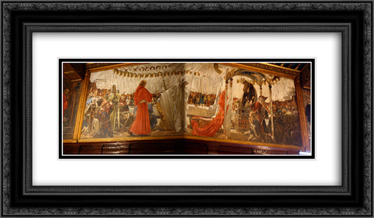 Quest for the Holy Grail 24x14 Black Ornate Wood Framed Art Print Poster with Double Matting by Abbey, Edwin Austin