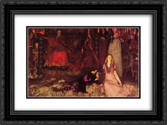 The Play Scene in Hamlet 24x18 Black Ornate Wood Framed Art Print Poster with Double Matting by Abbey, Edwin Austin