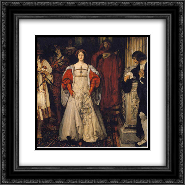 Who is Sylvia 20x20 Black Ornate Wood Framed Art Print Poster with Double Matting by Abbey, Edwin Austin