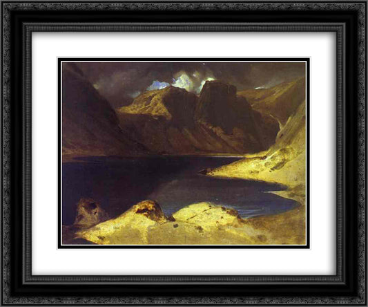 A Lake Scene Effect of a Storm 24x20 Black Ornate Wood Framed Art Print Poster with Double Matting by Landseer, Edwin Henry