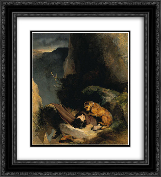 Attachment 20x22 Black Ornate Wood Framed Art Print Poster with Double Matting by Landseer, Edwin Henry