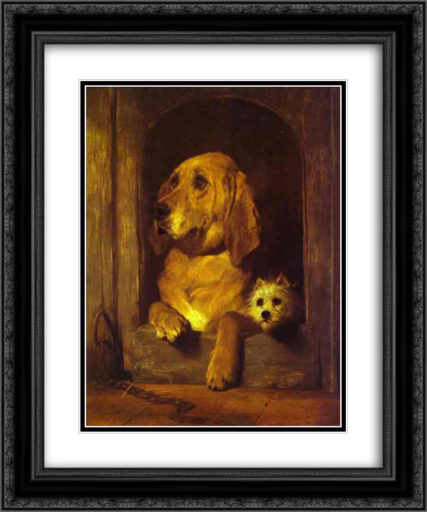 Dignity and Impudence 20x24 Black Ornate Wood Framed Art Print Poster with Double Matting by Landseer, Edwin Henry