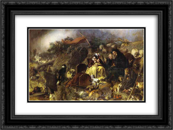 Flood in the Highlands 24x18 Black Ornate Wood Framed Art Print Poster with Double Matting by Landseer, Edwin Henry