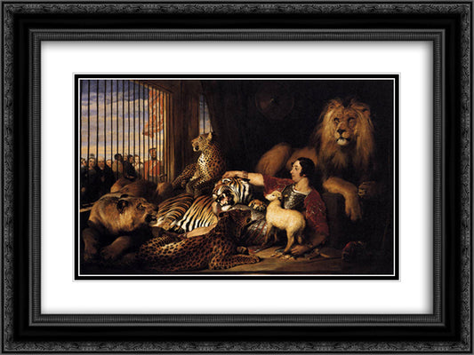 Isaac van Amburgh and his Animals 24x18 Black Ornate Wood Framed Art Print Poster with Double Matting by Landseer, Edwin Henry