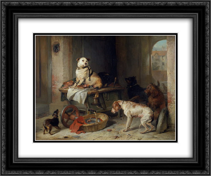 Jack In Office 24x20 Black Ornate Wood Framed Art Print Poster with Double Matting by Landseer, Edwin Henry