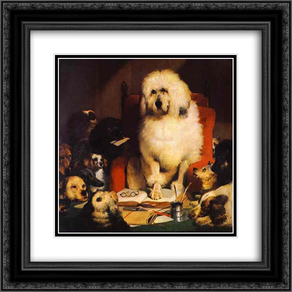 Laying Down the Law 20x20 Black Ornate Wood Framed Art Print Poster with Double Matting by Landseer, Edwin Henry