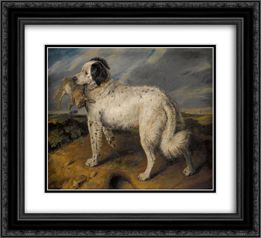 The Champion 22x20 Black Ornate Wood Framed Art Print Poster with Double Matting by Landseer, Edwin Henry