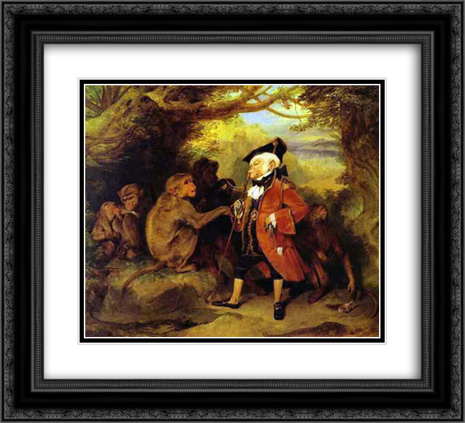 The Monkey Who Had Seen the World 22x20 Black Ornate Wood Framed Art Print Poster with Double Matting by Landseer, Edwin Henry