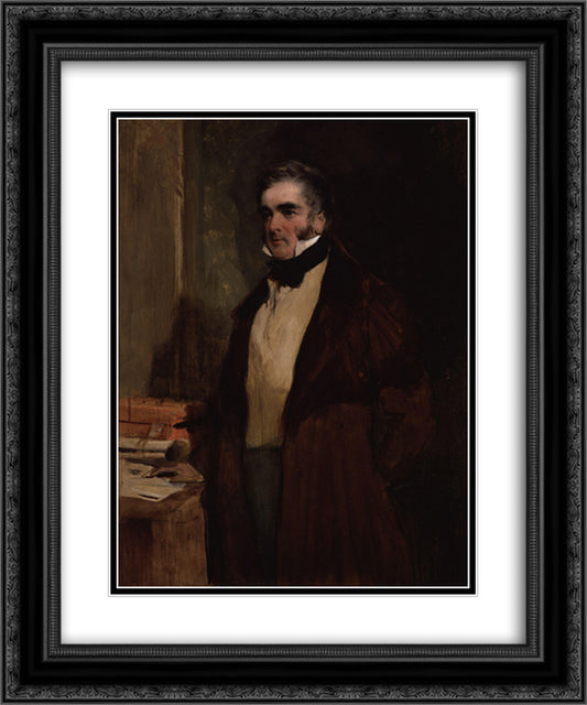 William Lamb, 2nd Viscount Melbourne 20x24 Black Ornate Wood Framed Art Print Poster with Double Matting by Landseer, Edwin Henry