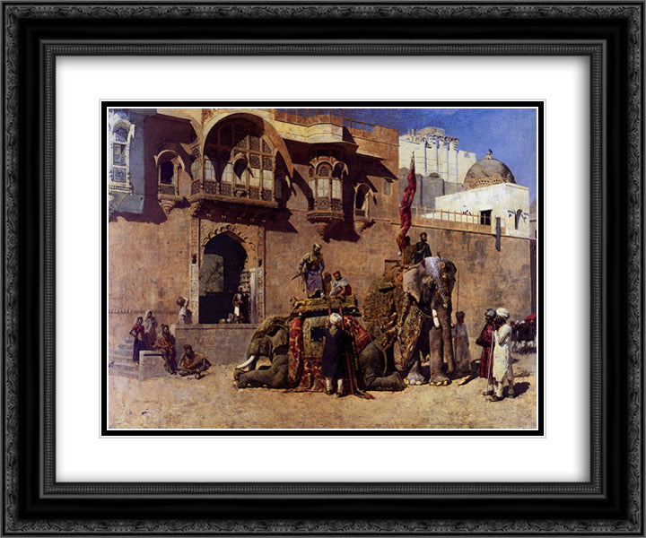 A Rajah Of Jodhpur 24x20 Black Ornate Wood Framed Art Print Poster with Double Matting by Weeks, Edwin Lord