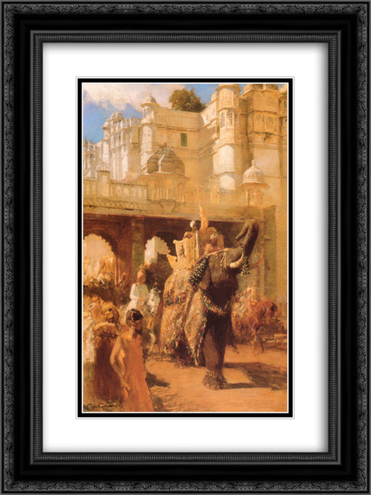 A Royal Procession 18x24 Black Ornate Wood Framed Art Print Poster with Double Matting by Weeks, Edwin Lord