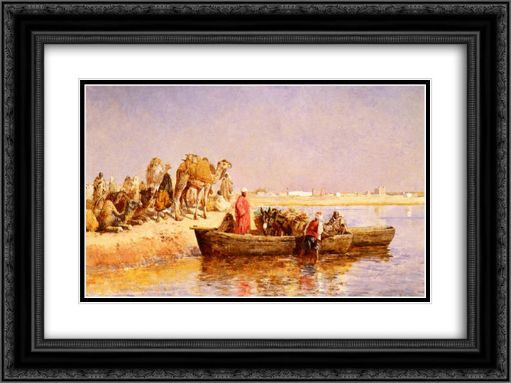 Along The Nile 24x18 Black Ornate Wood Framed Art Print Poster with Double Matting by Weeks, Edwin Lord