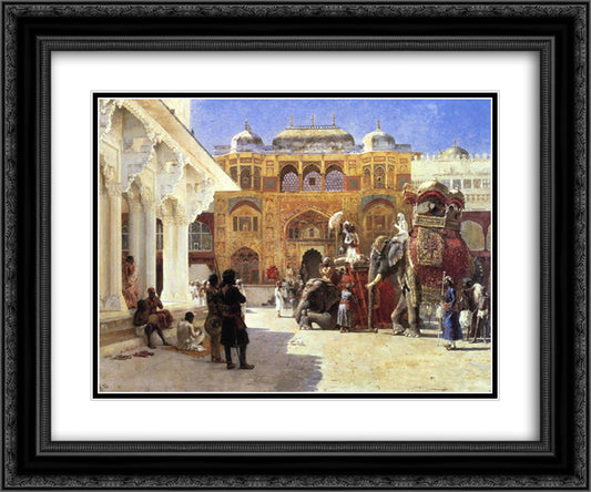 Arrival of Prince Humbert, the Rahaj, at the Palace of Amber 24x20 Black Ornate Wood Framed Art Print Poster with Double Matting by Weeks, Edwin Lord