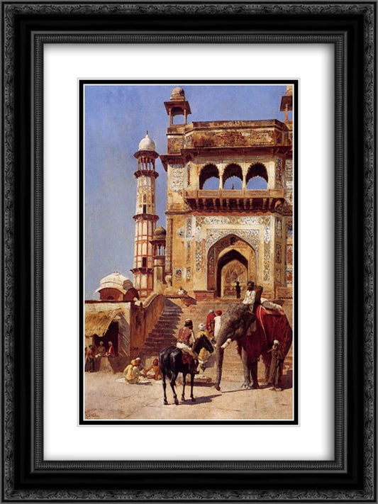 Before A Mosque 18x24 Black Ornate Wood Framed Art Print Poster with Double Matting by Weeks, Edwin Lord