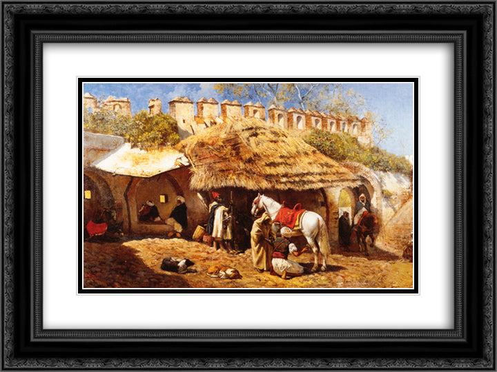 Blacksmith Shop at Tangiers 24x18 Black Ornate Wood Framed Art Print Poster with Double Matting by Weeks, Edwin Lord