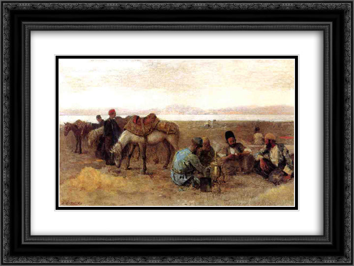 Early Morning by Lake Urumiyah, Persia 24x18 Black Ornate Wood Framed Art Print Poster with Double Matting by Weeks, Edwin Lord