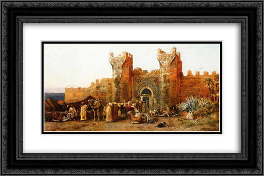 Gate of Shehal, Morocco 24x16 Black Ornate Wood Framed Art Print Poster with Double Matting by Weeks, Edwin Lord