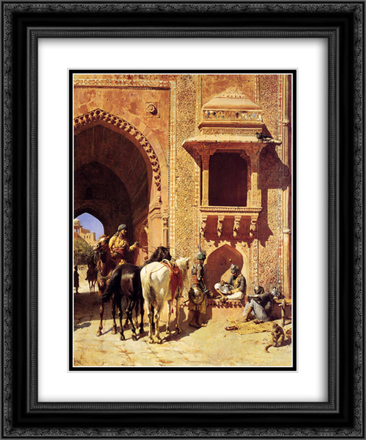 Gate Of The Fortress At Agra, India 20x24 Black Ornate Wood Framed Art Print Poster with Double Matting by Weeks, Edwin Lord