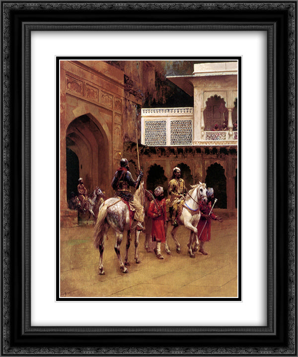 Indian Prince, Palace Of Agra 20x24 Black Ornate Wood Framed Art Print Poster with Double Matting by Weeks, Edwin Lord