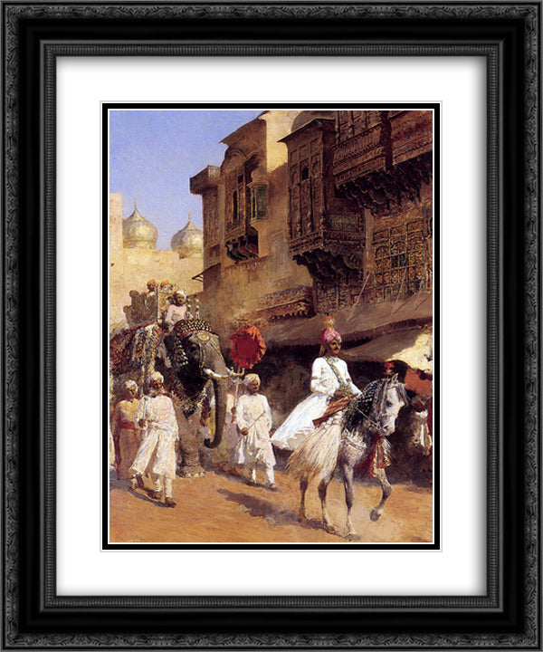 Indian Prince And Parade Cermony 20x24 Black Ornate Wood Framed Art Print Poster with Double Matting by Weeks, Edwin Lord