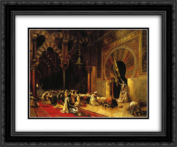 Interior of the Mosque at Cordoba 24x20 Black Ornate Wood Framed Art Print Poster with Double Matting by Weeks, Edwin Lord