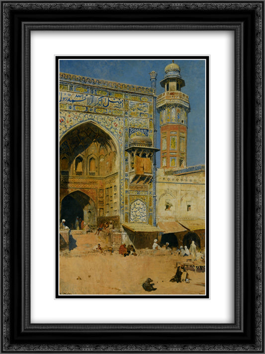 Jumma Musjed Lahore India 18x24 Black Ornate Wood Framed Art Print Poster with Double Matting by Weeks, Edwin Lord