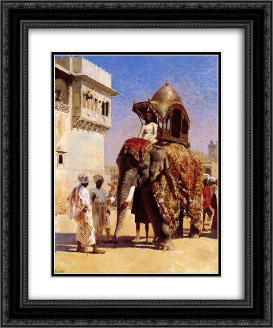 Mogul's Elephant 20x24 Black Ornate Wood Framed Art Print Poster with Double Matting by Weeks, Edwin Lord