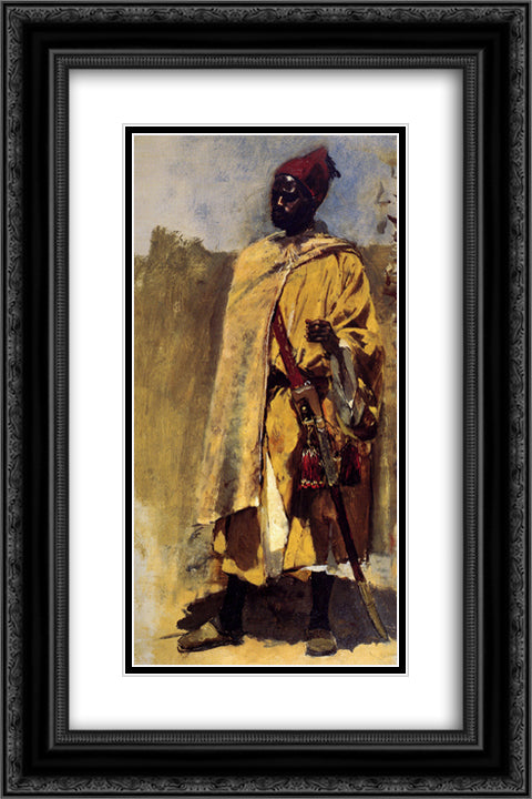 Moorish Guard 16x24 Black Ornate Wood Framed Art Print Poster with Double Matting by Weeks, Edwin Lord