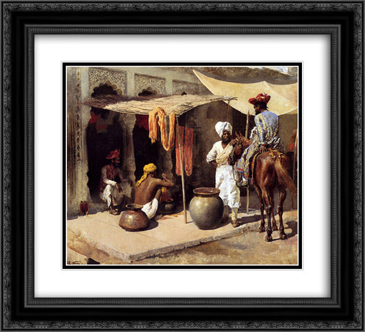 Outside An Indian Dye House 22x20 Black Ornate Wood Framed Art Print Poster with Double Matting by Weeks, Edwin Lord