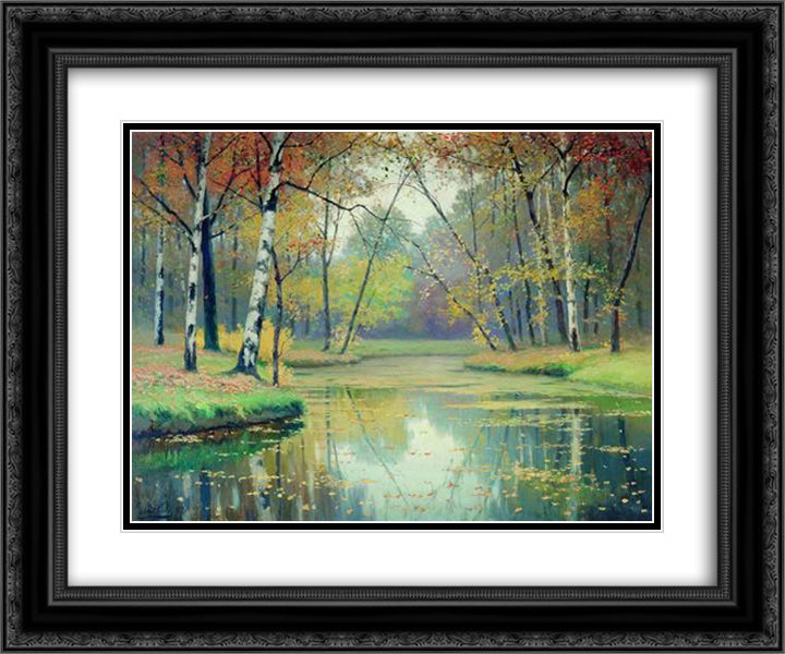 Autumn 24x20 Black Ornate Wood Framed Art Print Poster with Double Matting by Volkov, Efim