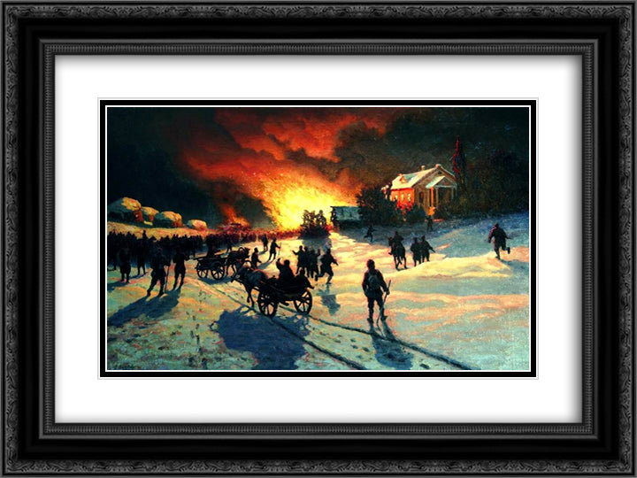Fire 24x18 Black Ornate Wood Framed Art Print Poster with Double Matting by Volkov, Efim