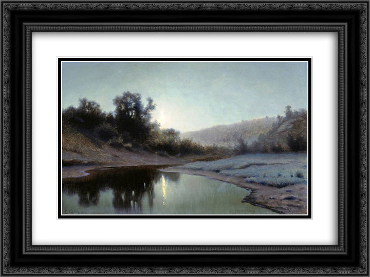Moonlit Night in the Wood 24x18 Black Ornate Wood Framed Art Print Poster with Double Matting by Volkov, Efim
